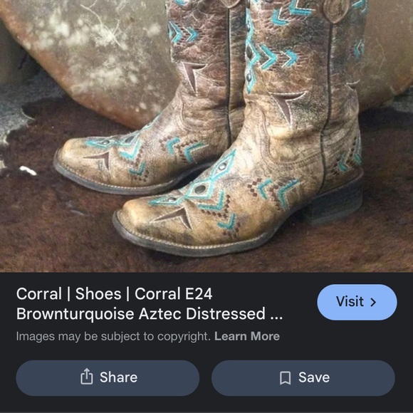 Corral Other - Corral Distressed Brown and Turquoise Aztec Boots kids 3 1/2 good condition